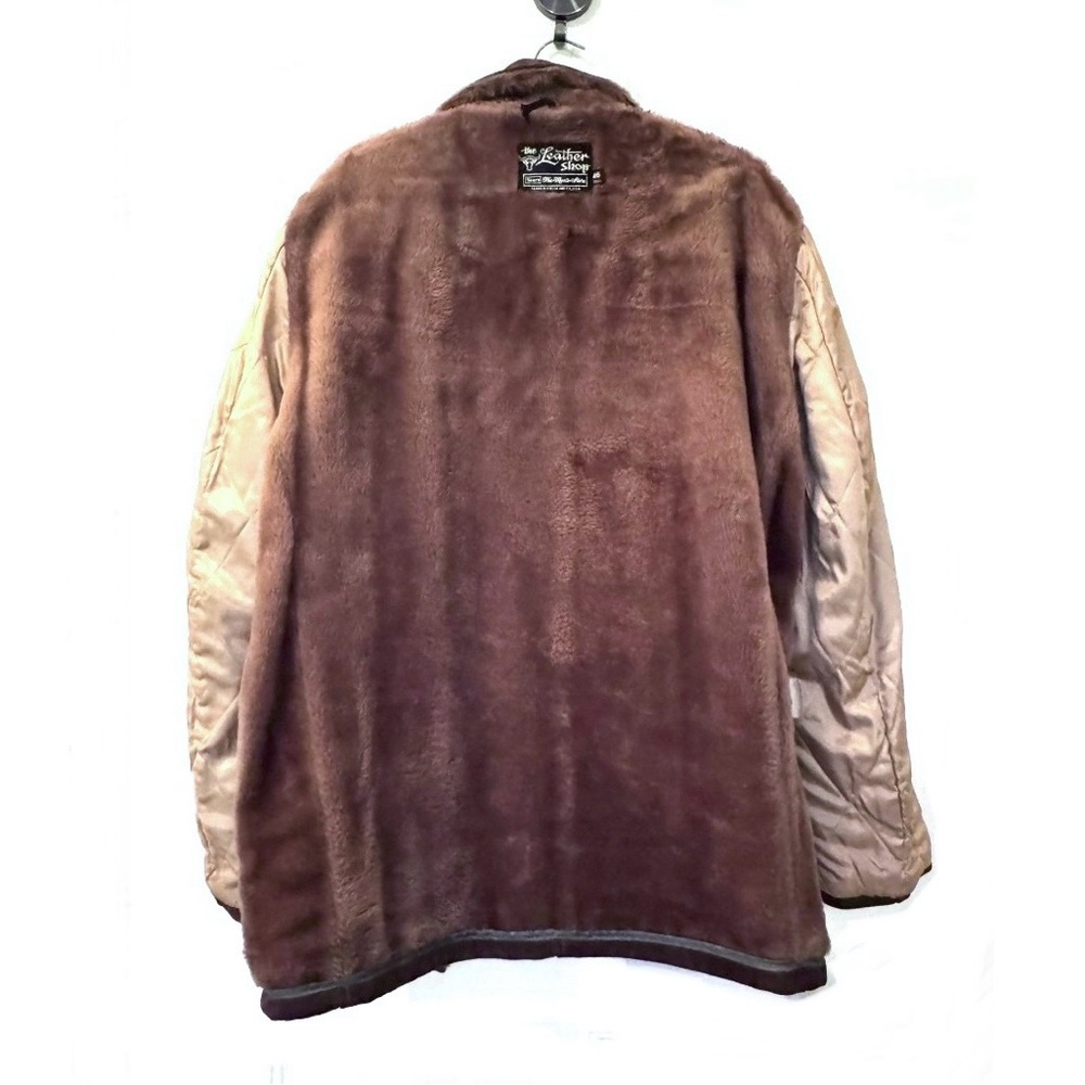 SALE * Vintage Sears Leather Shop Suede Cognac Faux Shearling Coat - Picture 5 of 9